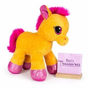 Hugfun Orange PONY Horse Big Eyes Glitter Very Soft 13" Plush Stuffed Animal